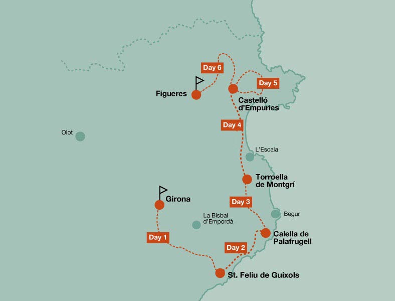 Map of the touring bike tour food wine and bike